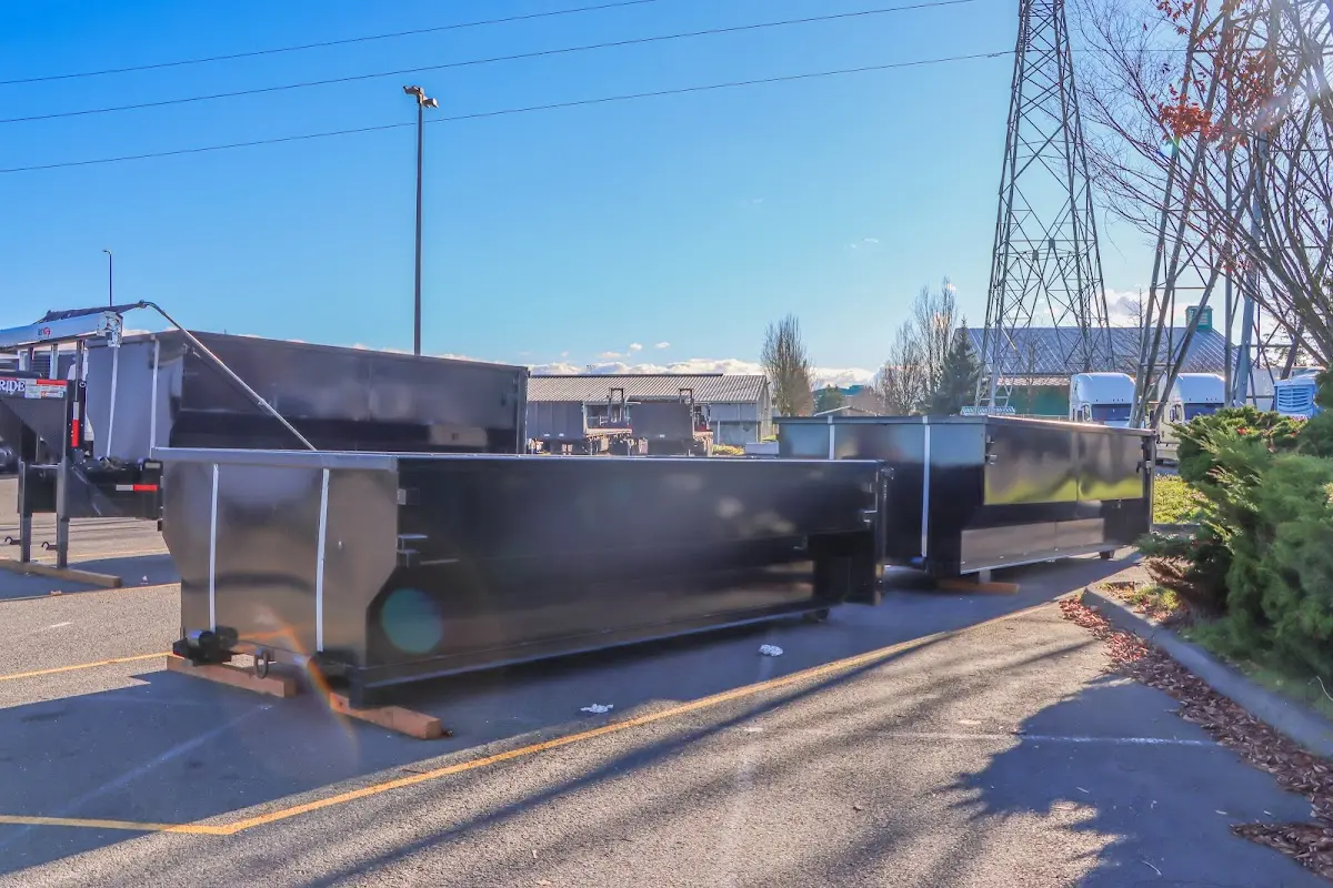 Roll-off dumpster ready for waste disposal at job site for 12 Yard Dumpster Rental in Piscataway